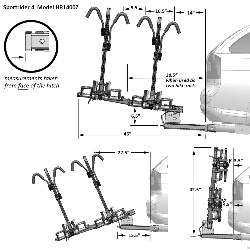 Hollywood Sport Rider - SE 4 Bike Platform Style Rack 2" Rec.